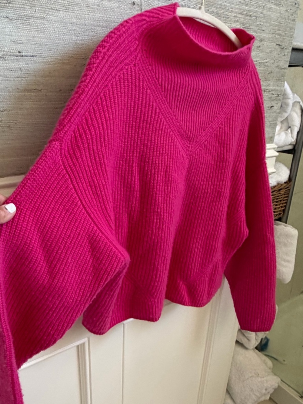 Small Anthropologie enza ribbed cashmere long sleeve sweater Hot bright Pink - Picture 9 of 17